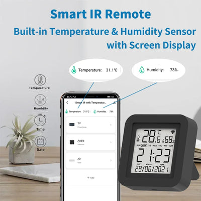 Tuya Smart WiFi Universal IR Remote Temperature Humidity Sensor for Air Conditioner TV AC Works with Alexa,Google Home Yandex