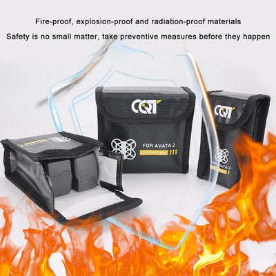 For DJI Avata 2 Traversal Machine Battery Explosion-proof Flame-retardant Protection Safety Bag Fire-proof Bag Storage Batt U3E1