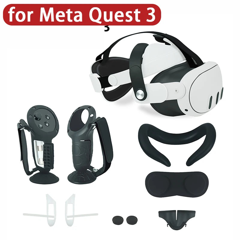 Face Cover for Meta Quest 3 Head Strap Grip Eyes Pad 7 in 1 VR Facial Accessories For Quest 3 VR  Replacement