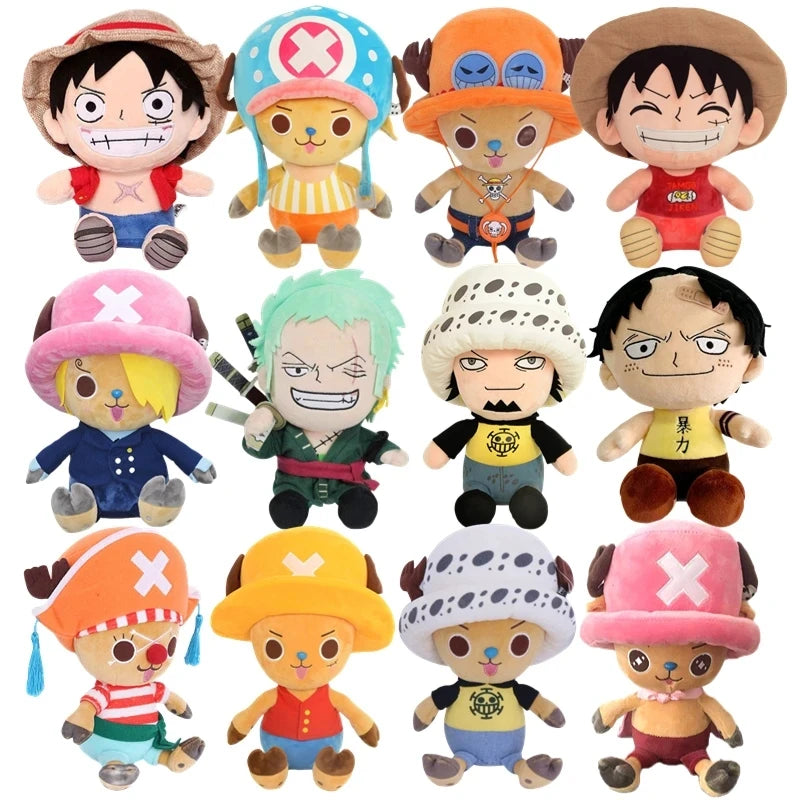 Original 25cm One Piece Anime Plush Toys Dolls Luffy Roronoa Zoro Chopper Ace Law Figure Model Pendant Toys Kids Xmas Gifts