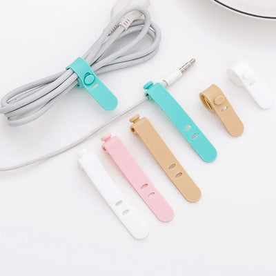 20/4Pcs Mobile Phone Cable Winder Earphone Clip Charger Cord Organizer Management Silicone Wire Cord Fixer Holder Cable Belt