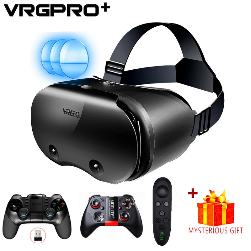 3D Virtual Reality VR Glasses For iPhone Android Smartphone Cell Mobile Phone Helmet Headset Wirth Real With Controller Lenses