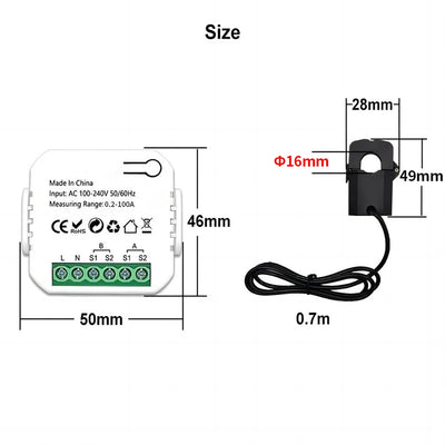 100A Wifi Tuya Intelligent Energy Meter Solar PV System Power Production Consumption Bidirectional Monitoring Meter APP Control