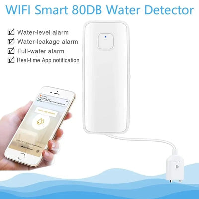 Tuya WiFi Smart Water Leak Sensor Water Overflow Level Detector 80dB Sound Alarm System Flood Leakage Sensor Remote Monitor