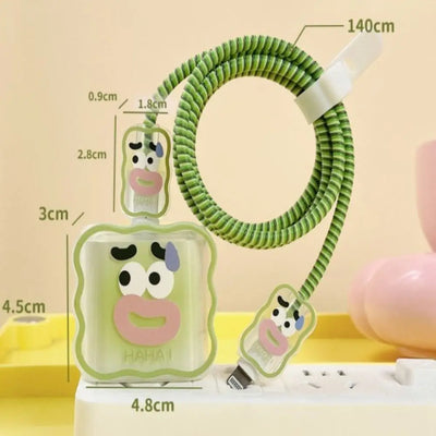 Breathable Charger Protector Cute Green Charger Protective Shell Pink Soft Mobile Phone Cable Protector for Mobile Phone Cable