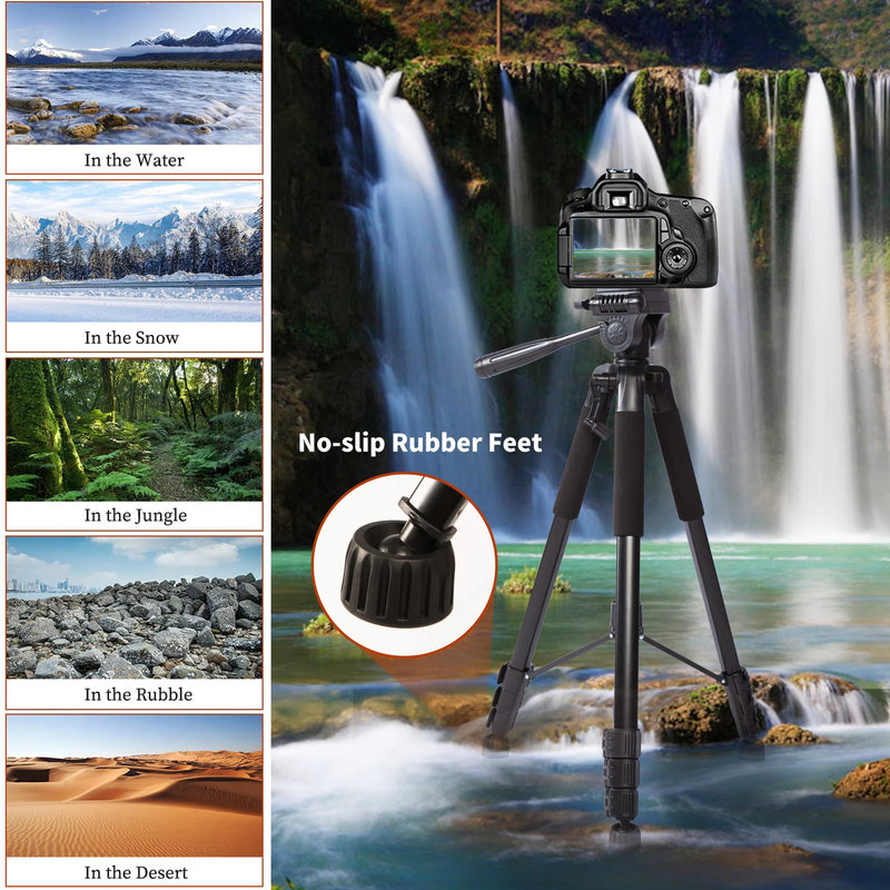 200cm 79 inch Height Heavy Duty Camera Tripod Portable Professional AluminumStand Tripod with Pan Head for DSLR Phone Ring Light