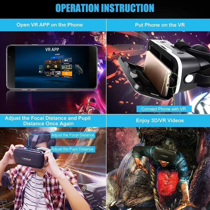 2023 Original VR Shinecon 6.0 VR Virtual Reality Smart 3D Glasses Helmet Smart Glasses Headset with Remote Control Video Game