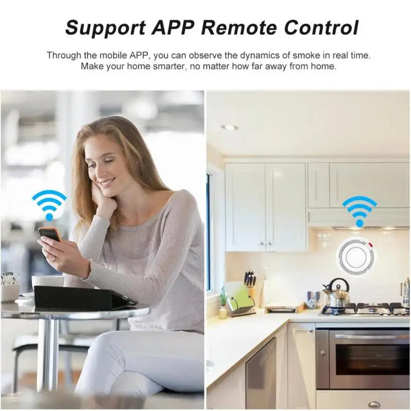 Xiaomi Tuya Smart Wifi Smoke Detector Sensor Wireless Fire Security Protection Alarm Sensor Work With Smart Life APP Control