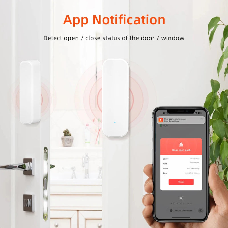 Tuya WiFi Zigbee Window Door Sensor With Battery Smart Home Security Alarm System Voice Control Via Alexa Google Home Smart