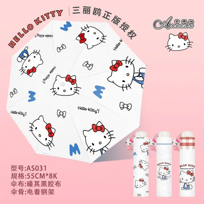 Miniso Hello Kitty Umbrella Kawaii Cute Anime Cartoon Rainy Sunny Parasol Sunshade Sun Protection Birthday Gift Girl Portable