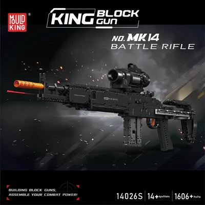 MOULD KING 14026 Technical MK14 Battle Rifle Simulation Gun Model Building Blocks Military Weapon Bricks Toys Set for Kids Gifts