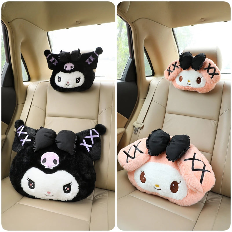 Sanrio Cute Kuromi My Melody Headrest Seat Belt Cover For Car Seat Shoulder Pads Protection Back Cushion Kawaii Car Decoration