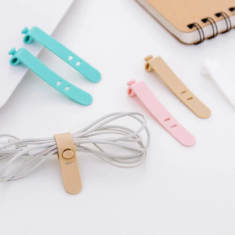 20/4Pcs Mobile Phone Cable Winder Earphone Clip Charger Cord Organizer Management Silicone Wire Cord Fixer Holder Cable Belt