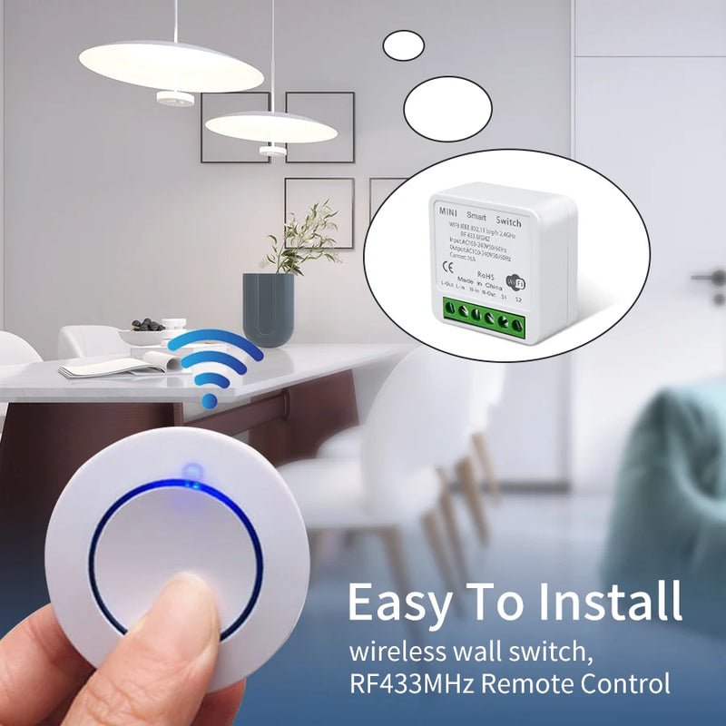 Tuya Smart Wifi Switch RF 433MHz Alexa Google Assistant Alice 16/20A Voice Remote Control Universal Mini Module for Led Lighting