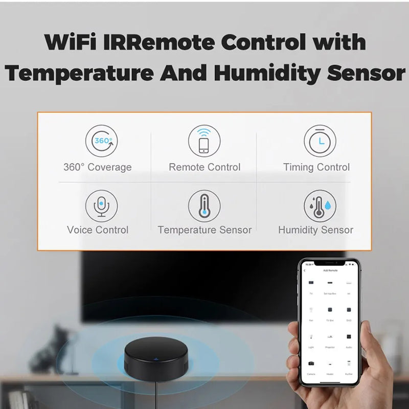 Tuya WiFi Smart IR Remote Controller Temperature and Humidity Sensor for Air Conditioner TV AC Work with Alexa Google Home Voice