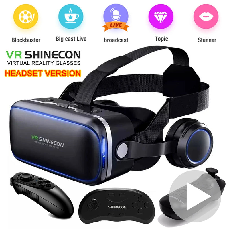 2023 Original VR Shinecon 6.0 VR Virtual Reality Smart 3D Glasses Helmet Smart Glasses Headset with Remote Control Video Game