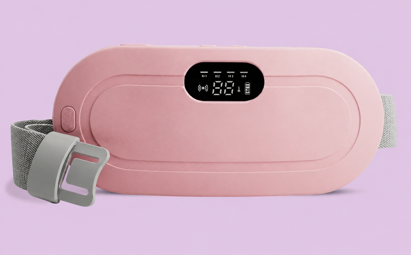 Pink heating belt display and front view