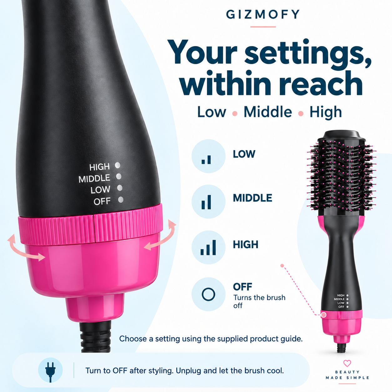 Settings and care — Gizmofy illustrated product guide